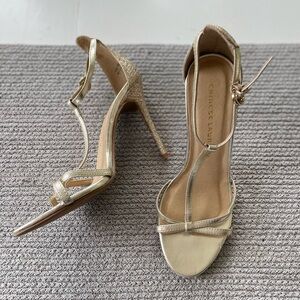Chinese Laundry Gold Strappy High Heels Dressy Sandals Size 9
